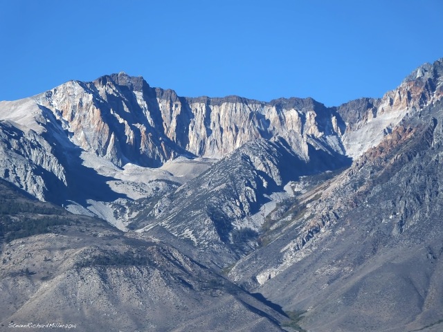 A black-capped ridge that runs south from Split Mountain, with a piece of Split Mountain seenon extreme right