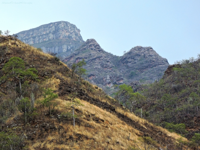 Telephoto view of the limestone escarpment